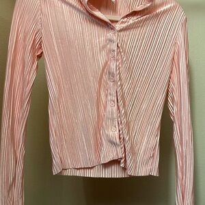 Button up satin blush blouse